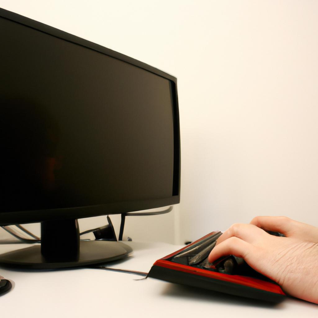 Person using a computer screen
